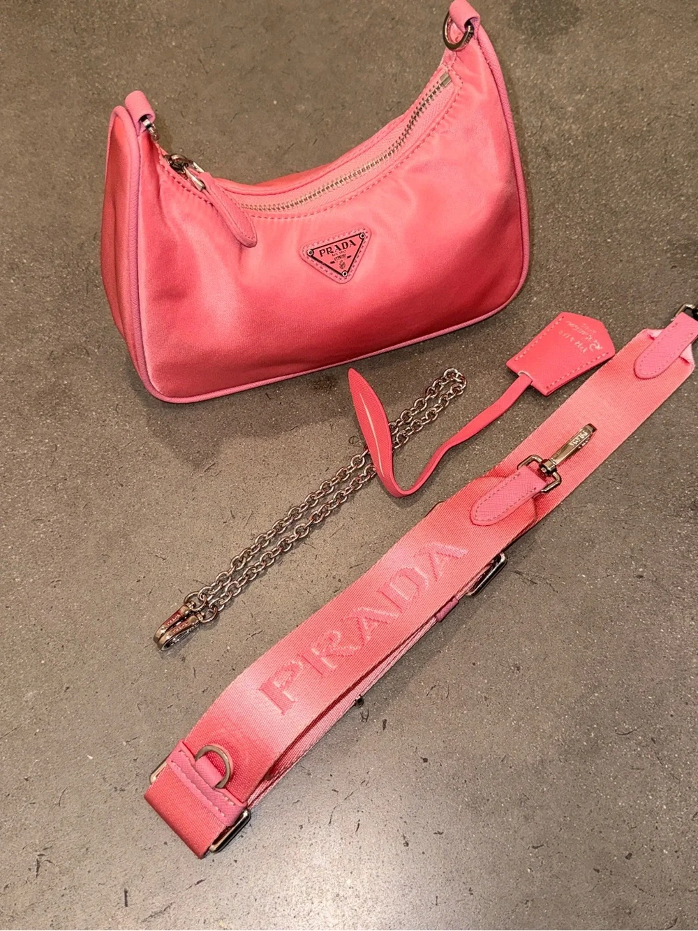 Prada 2005 Re-Edition Pink Nylon Bag no mini pouch